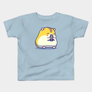 Cute Hamster Eating Sunflower Seed Cartoon Kids T-Shirt